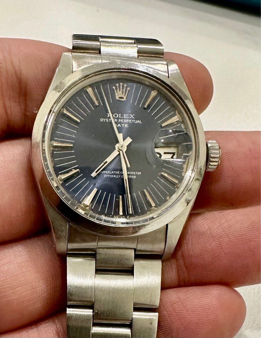 Vintage Rolex Date Blue Long Index Dial 1500