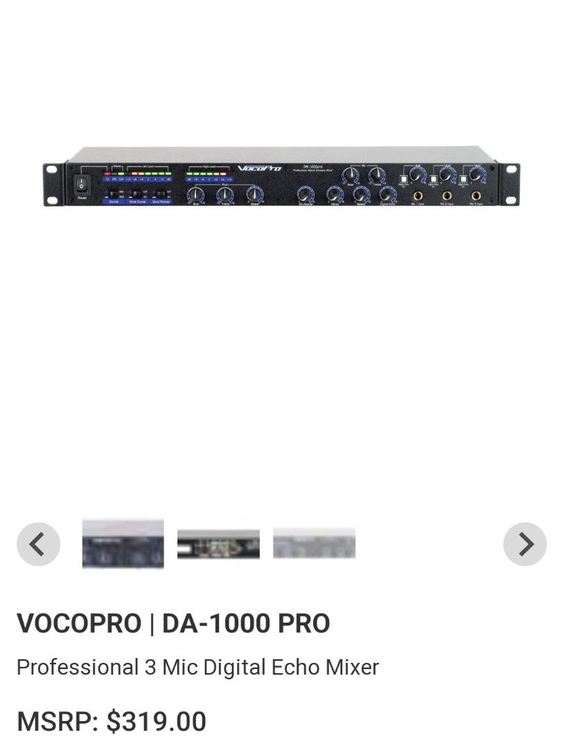 VOCOPRO DA-1000 PRO Professional Karaoke 3 Mic Digital Echo Mixer