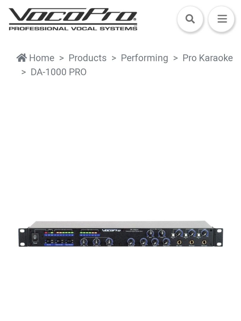 VOCOPRO DA-1000 PRO Professional Karaoke 3 Mic Digital Echo Mixer
