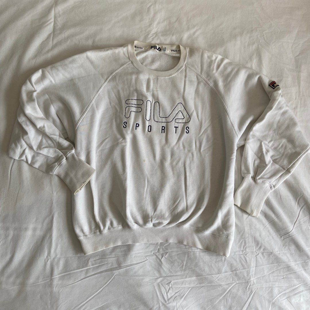 white fila pullover jacket Women s Fashion Tops Longsleeves on