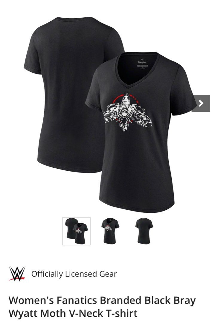 Women's Fanatics Branded Black Bray Wyatt Moth V-Neck T-shirt, Women's  Fashion, Tops, Shirts on Carousell