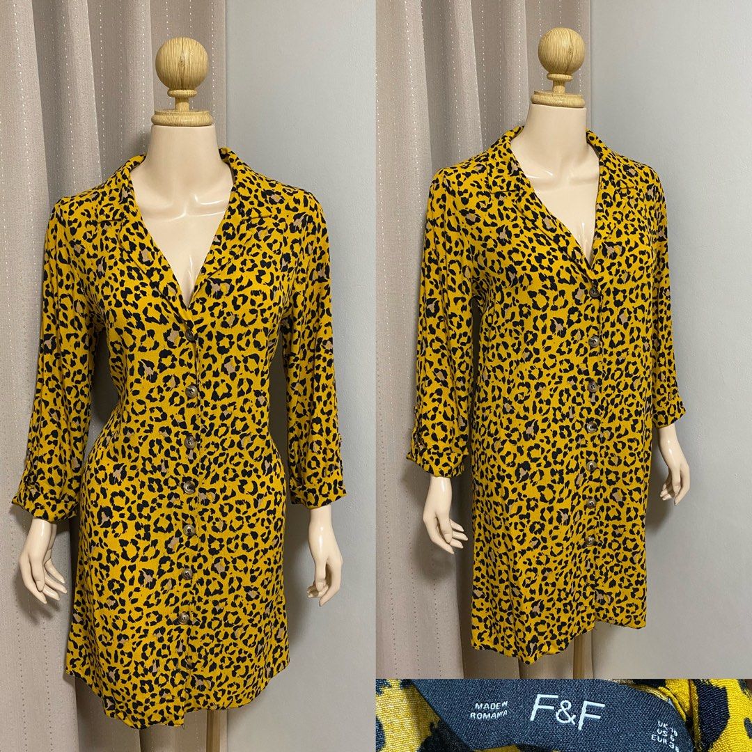 F&f yellow leopard best sale print dress