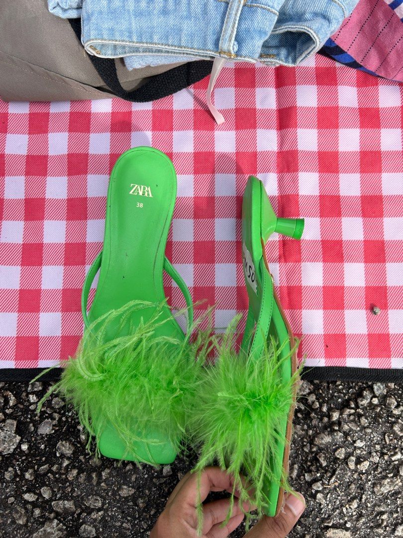 Zara feather cheap heels