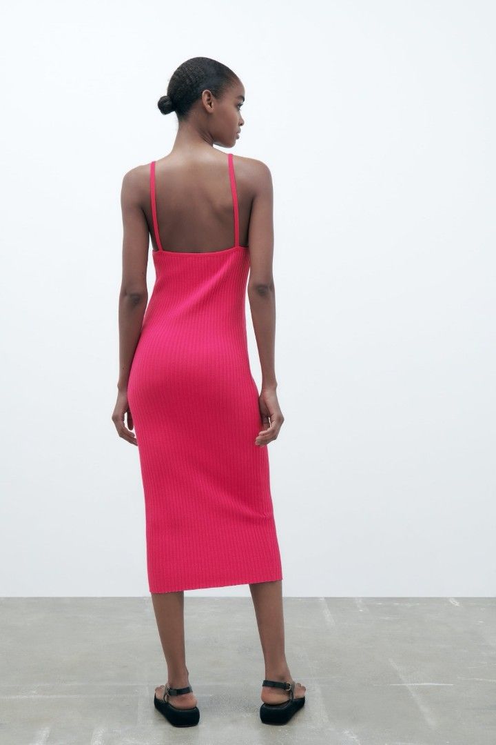 Pink ribbed dress zara Clearance