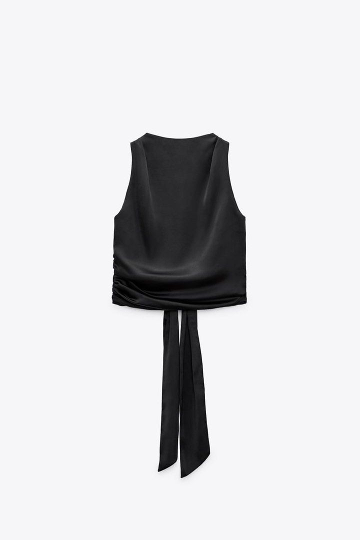 Black satin top zara shop