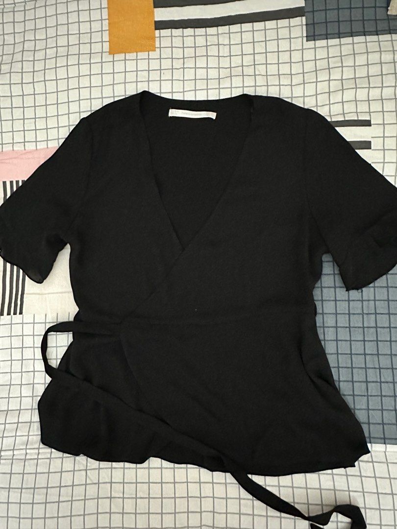 ZARA TIED UP BLOUSE, Women's Fashion, Tops, Blouses on Carousell