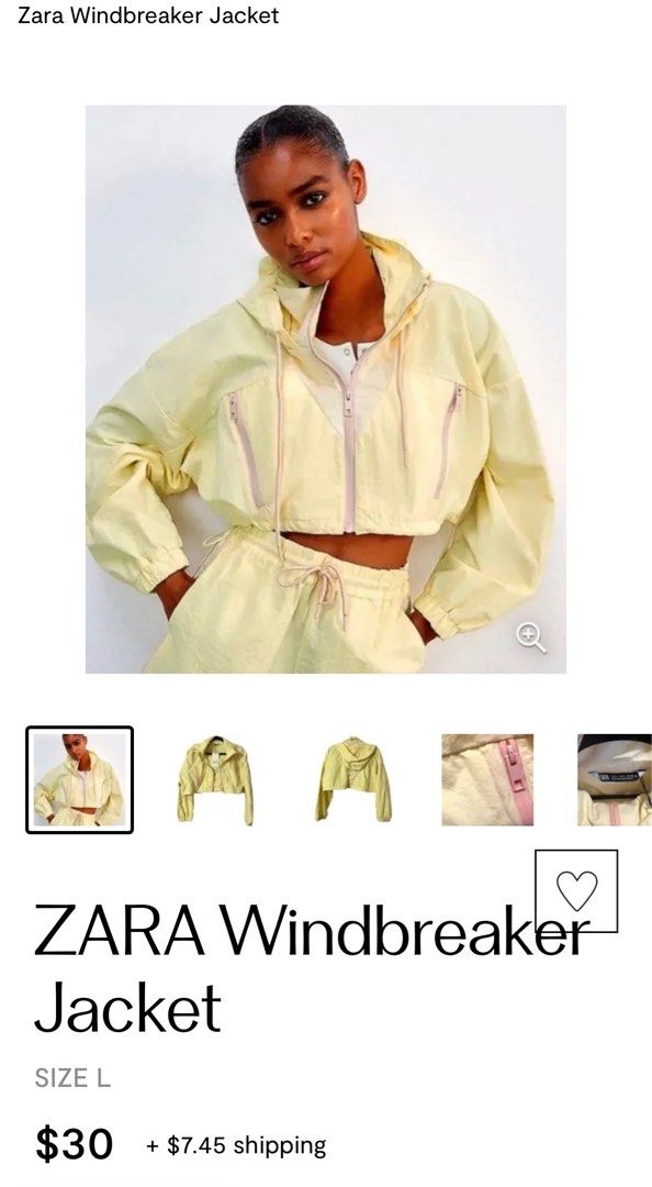 Zara windbreaker yellow pastel Small