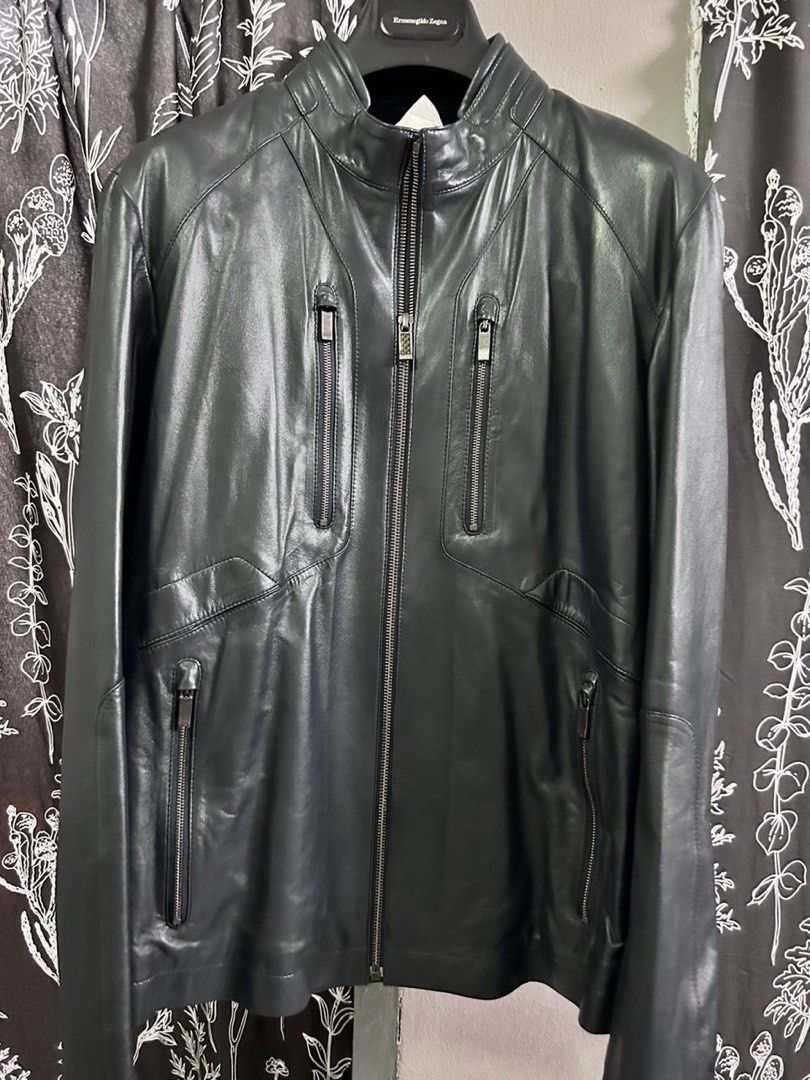 Z zegna leather jacket hot sale