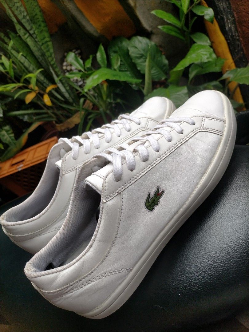 10 MEN Lacoste Straightset All White Leather Shoes, Men's Fashion,  Footwear, Sneakers on Carousell