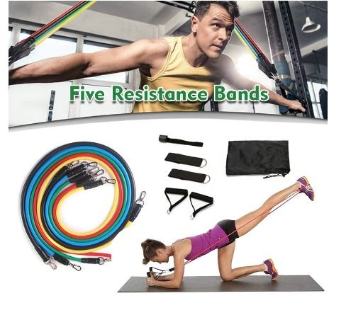 Decathlon Yoga Pilates Resistance Band (2pcs One Set -Medium & Light),  Sports Equipment, Exercise & Fitness, Cardio & Fitness Machines on Carousell