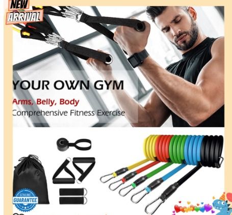 11Pcs Latex Resistance Bands Resistance Tube Set Band Rubber