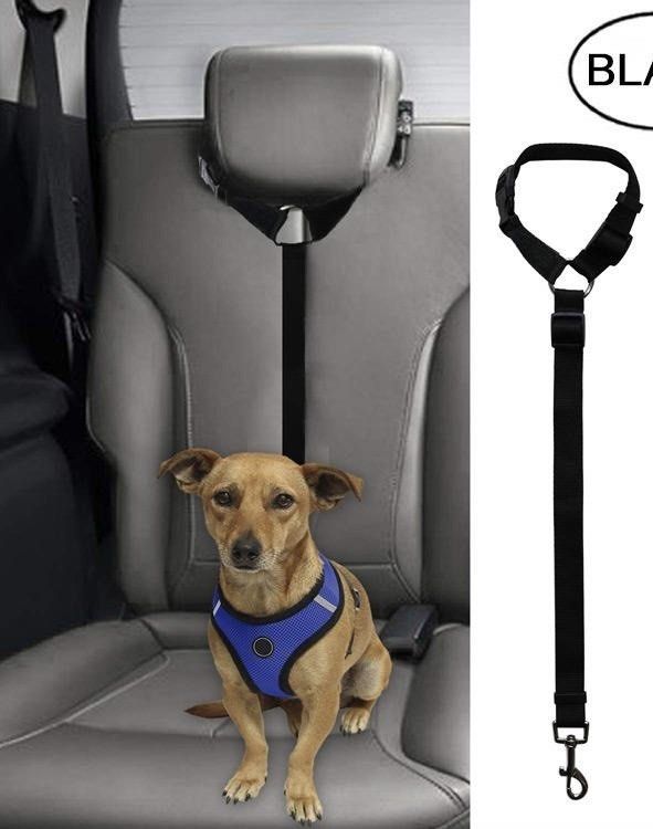 1PC Solid Color Two-in-one Pet Car Seat Belt Nylon Lead Leash