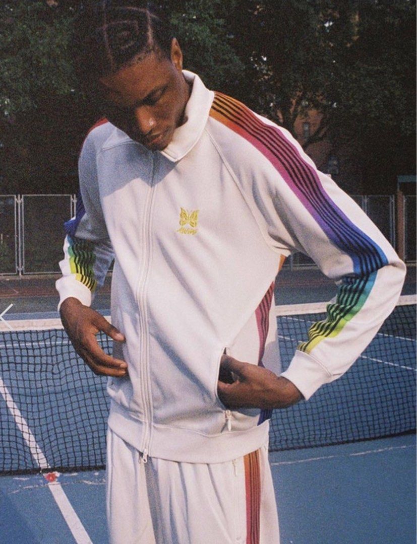 2021 Needles X AWGE gradient rainbow tape track jacket Men s