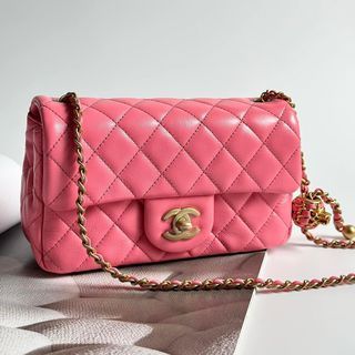 Chanel Funky Town Flap Bag with Chunky Chain Strap Mini 22S Lambskin Coral  Pink