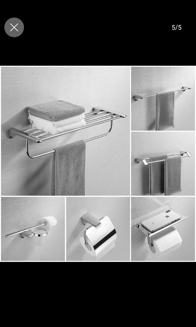 304 Stainless Steel Bathroom Towel Rack, Furniture u0026 Home Living, Bathroom  u0026 Kitchen Fixtures on Carousell