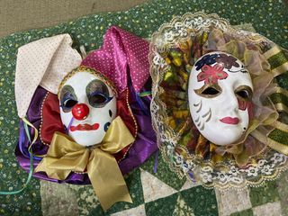陶瓷面具小丑掛飾二個