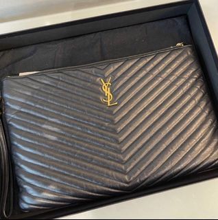 💯 AUTHENTIC YSL LARGE WALLET ON CHAIN (WOC) DARK BEIGE GHW