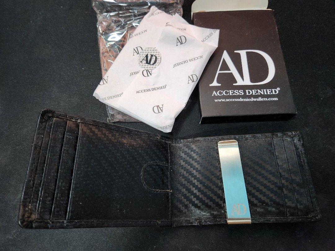 Access Denied Slim Minimalist Wallets for Men & Women - Genuine Leather Credit Card Holder Front Pocket RFID Blocking Wallet with Gift Box, Men's