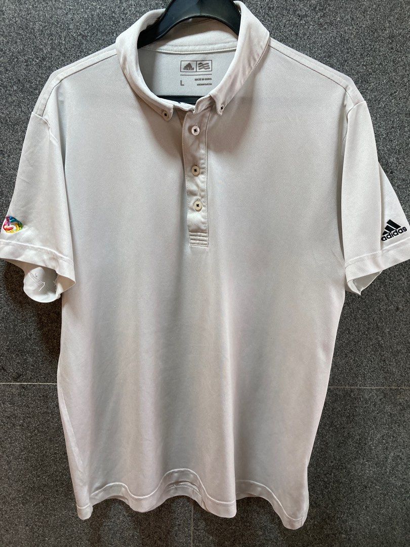 White adidas golf shirt best sale