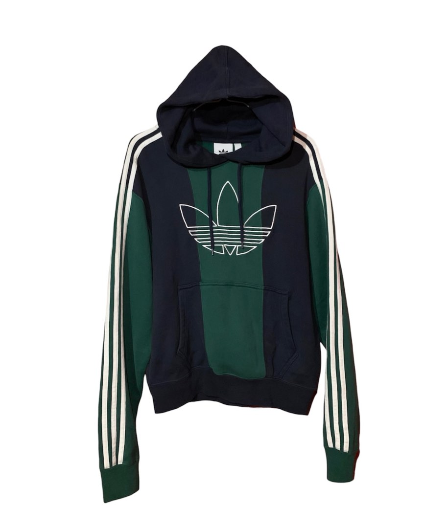 Adidas blue & green new arrivals off court trefoil pullover hoodi