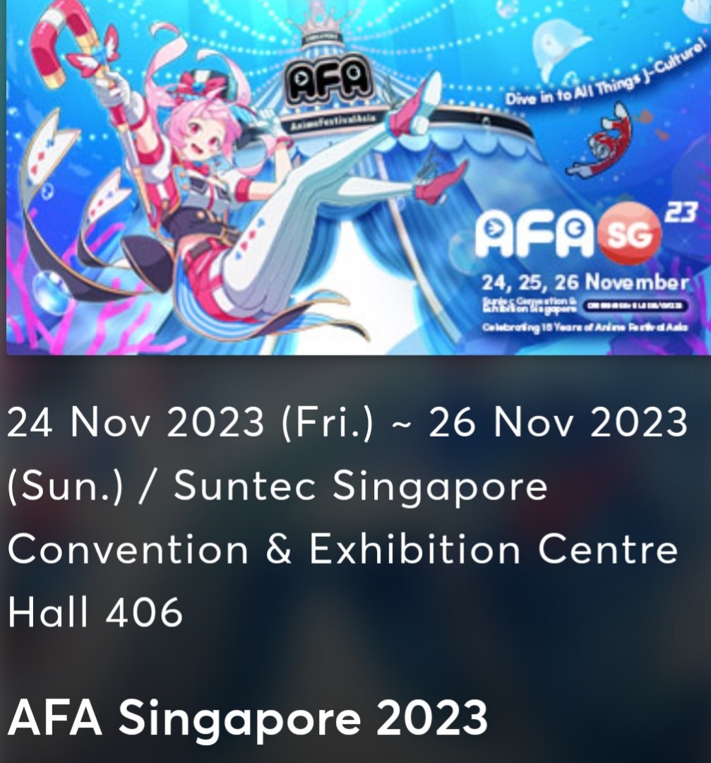 AFA Singapore 2023, Tickets & Vouchers, Event Tickets on Carousell