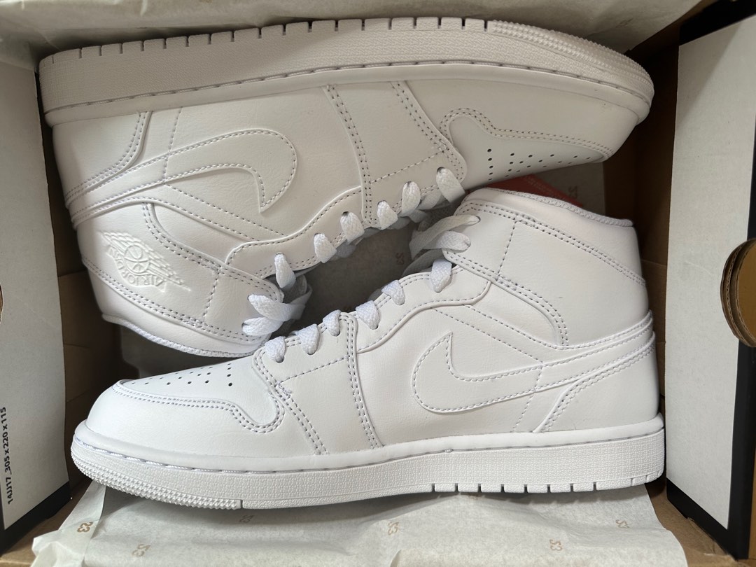 Air Jordan 1 Mid Triple White Men s Fashion Footwear Sneakers