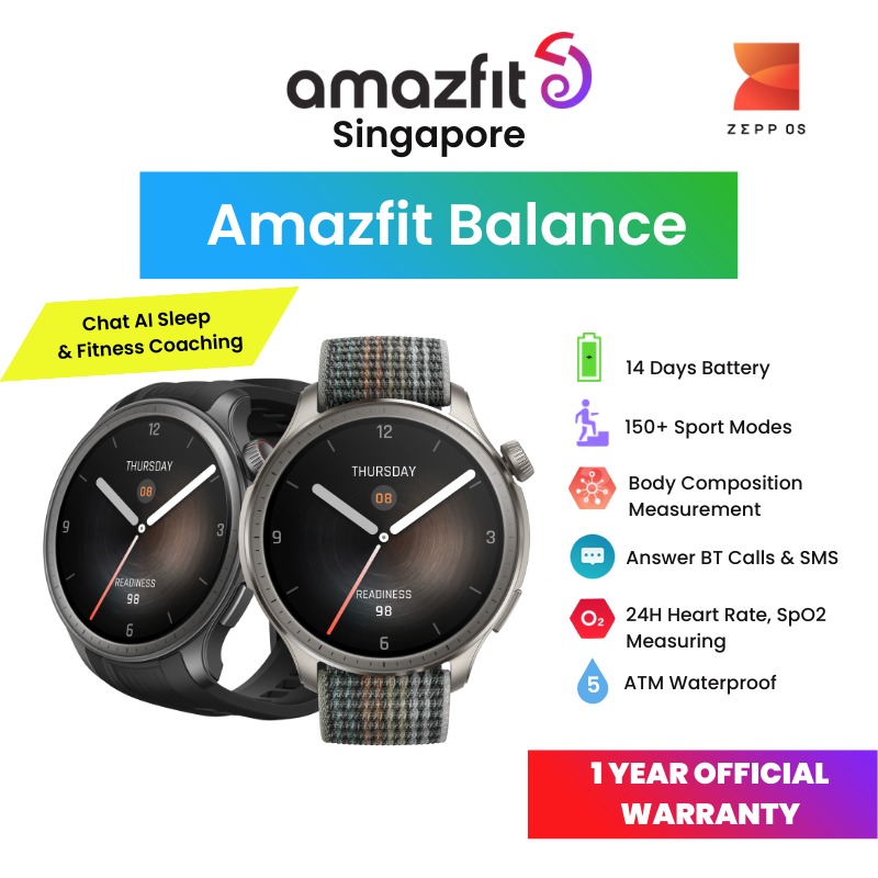 Amazfit Balance Smartwatch 1.5" HD AMOLED Chat AI Fitness Coach
