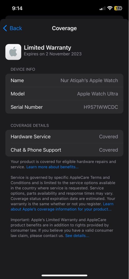 Apple limited warranty apple watch sales