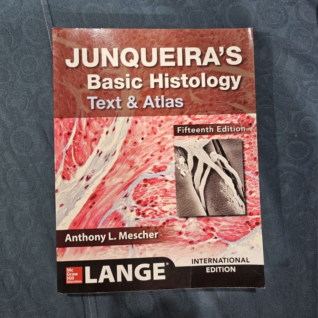 AUTHENTIC Junqueira's Basic Histology: Text and Atlas Fifteenth Edition (Category: Textbooks) located in Pasig City. Submitted by kabechoco (Listing ID 1256664735, Image 1). Description: Junqueira's Basic Histology: Text and Atlas Fifteenth Edition - Authentic copy - Purchased in 2020 from official C&E bookshop - Pages are good quality, colored, and have a glossy finish - Condition is like brand new, but with some highlights/annotations in the fi