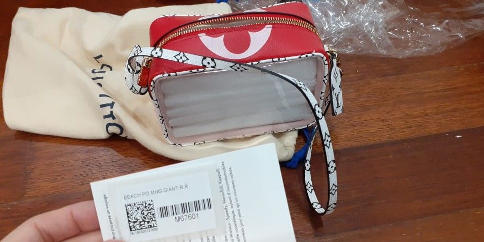 Louis Vuitton Red Monogram Giant Canvas PVC Beach Pouch