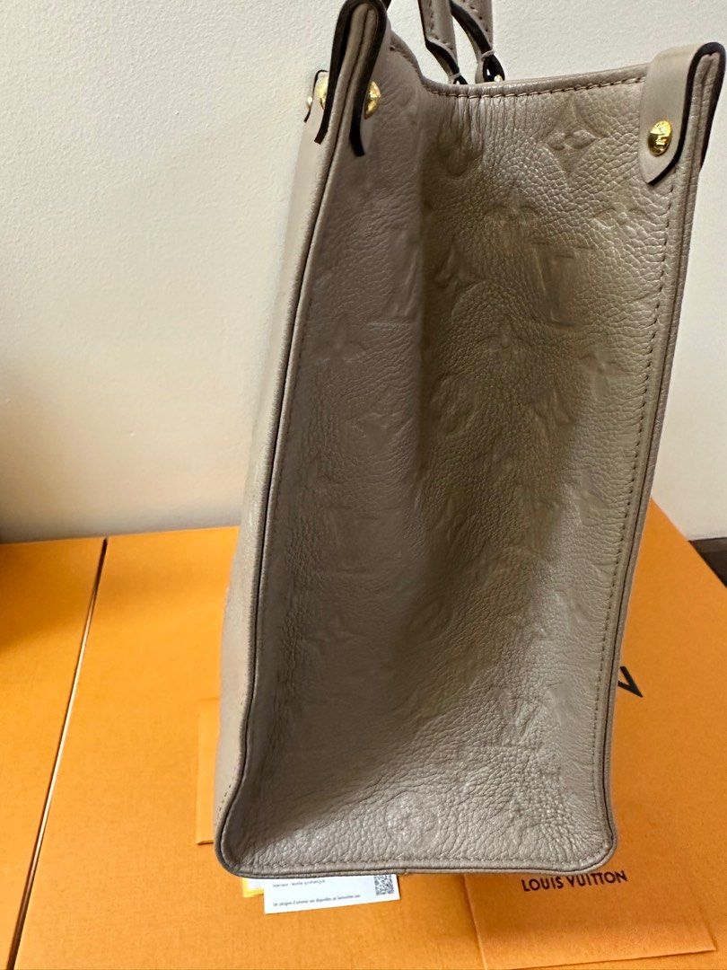 Authentic Louis Vuitton ON THE GO Tourterelle (Category: Luxury Bags & Wallets) located in Manila. Submitted by az.purse (Listing ID 1256758276, Image 3). Description: 8/10 condition Complete inclusion ( box, dustbag, receipt and entrupy certificate).