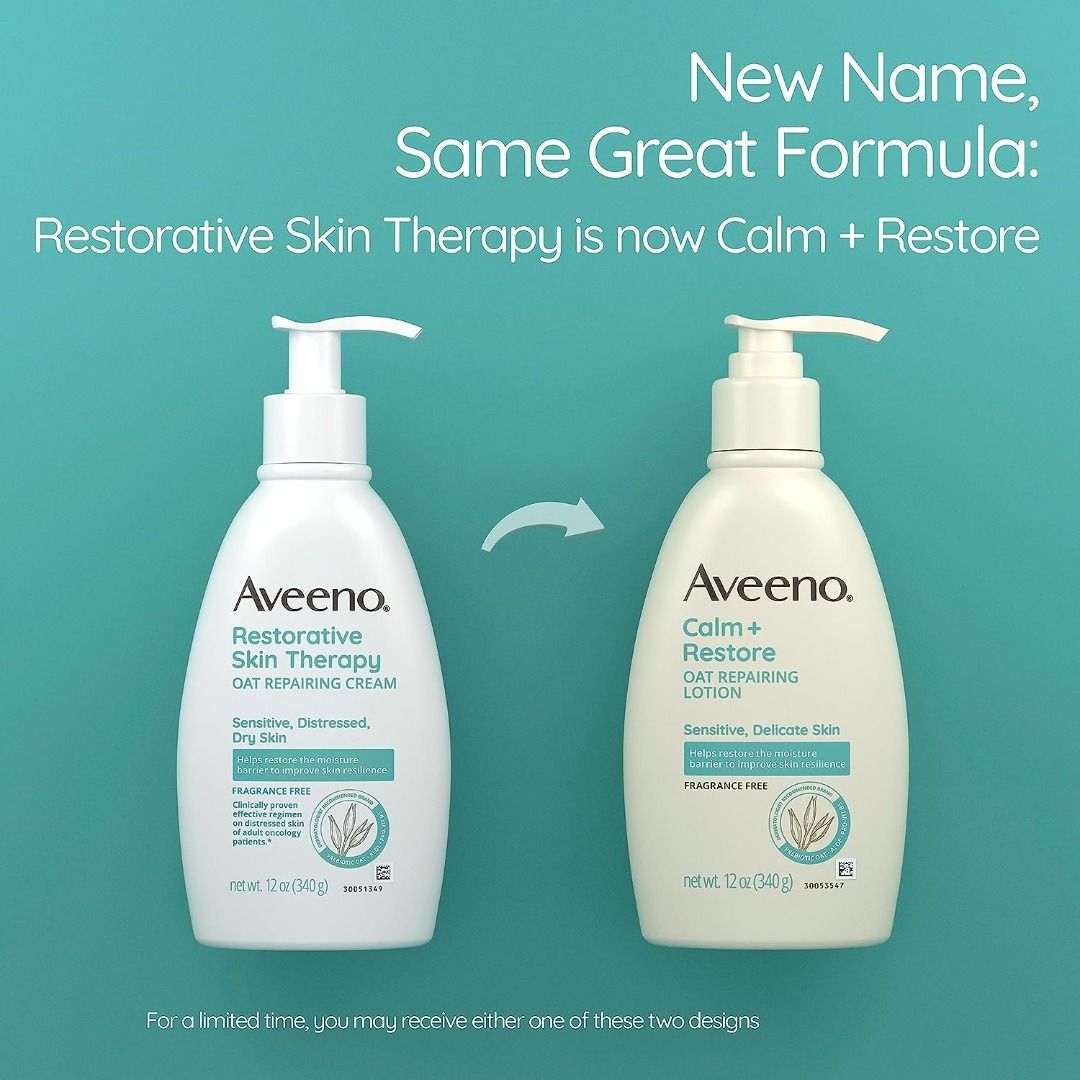Aveeno Calm+Restore Oat Repairing Body Lotion for Sensitive, Delicate ...