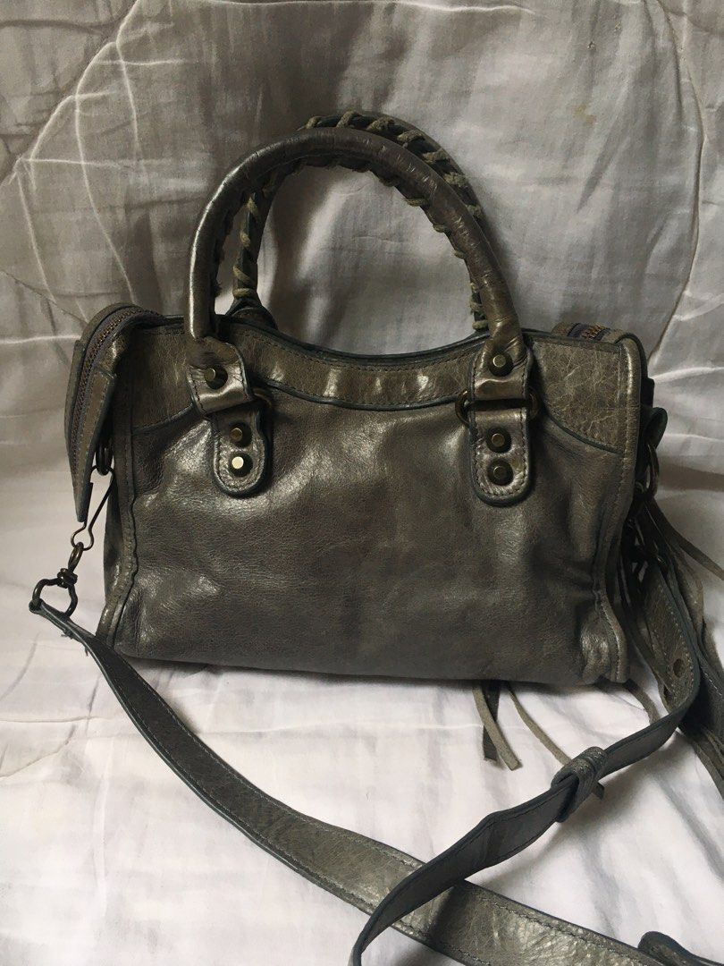 City leather mini bag Balenciaga Grey in Leather - 35830998