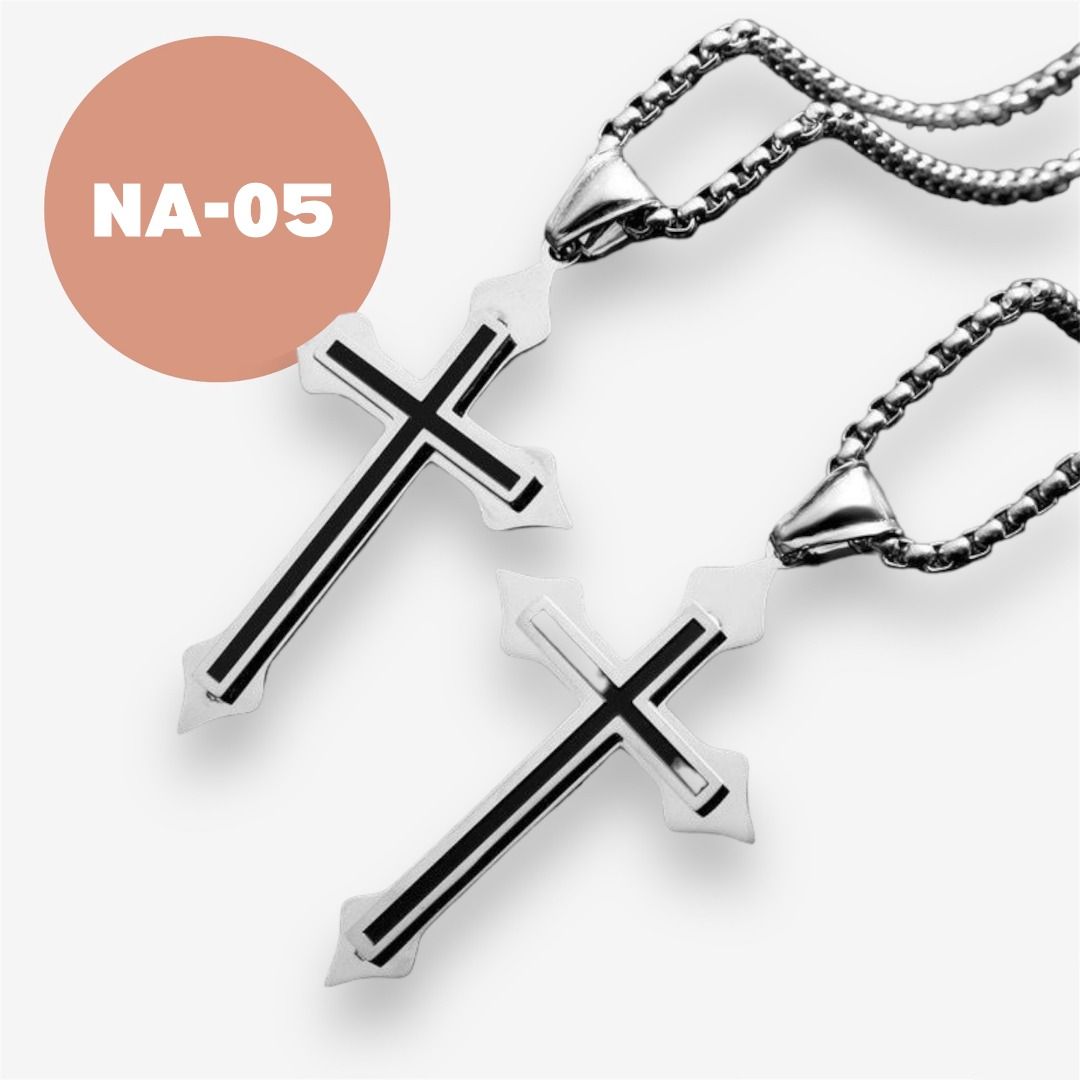 Mens cross discount necklace stainless steel