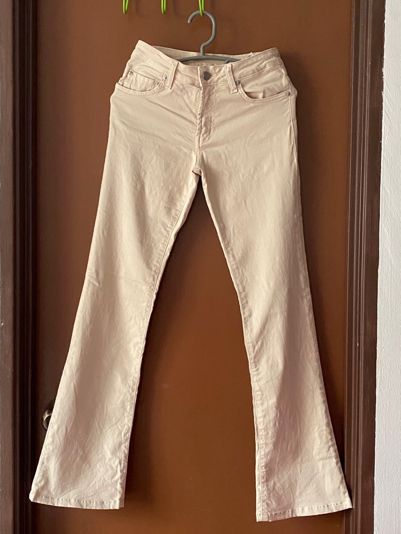 Bootcut pants in Light beige, Women's Fashion, Bottoms, Jeans