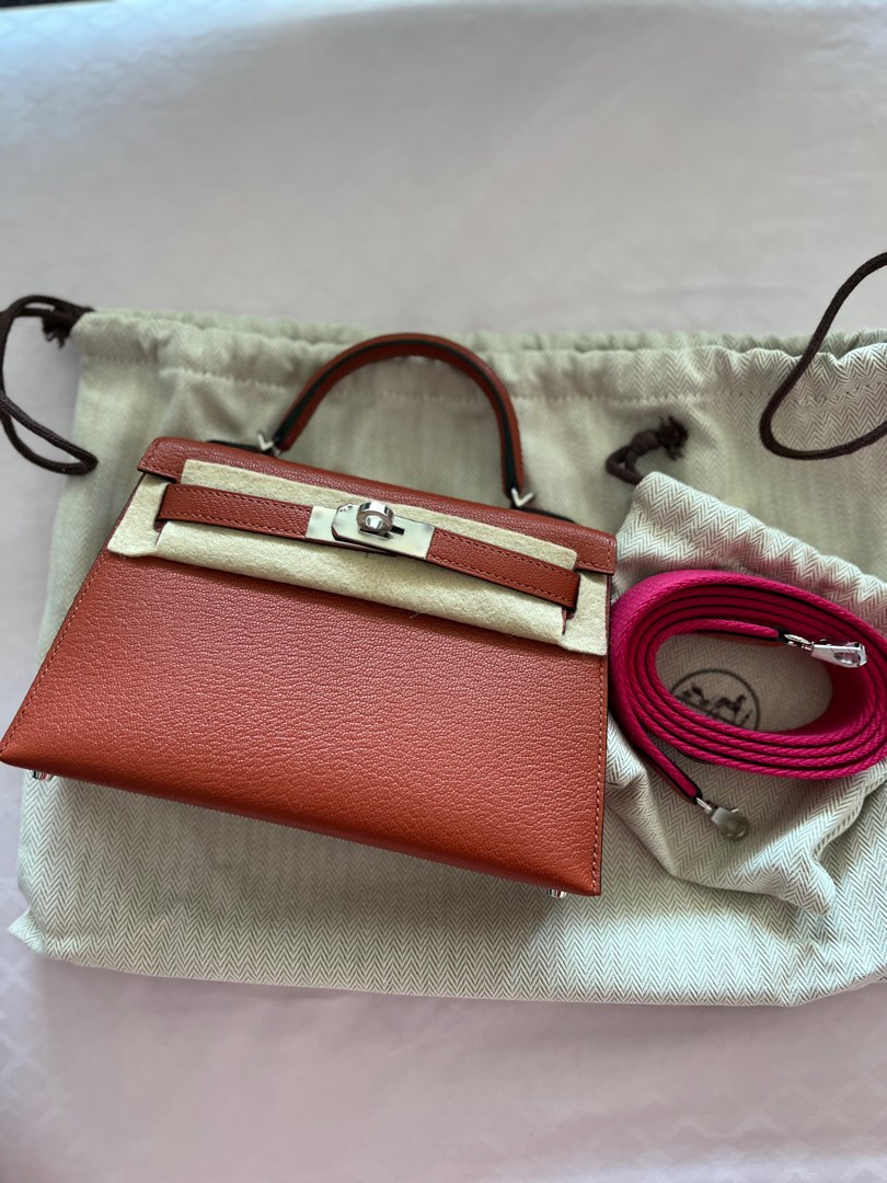 Hermes Kelly Handbag Cuivre Togo with Palladium Hardware 28 Red