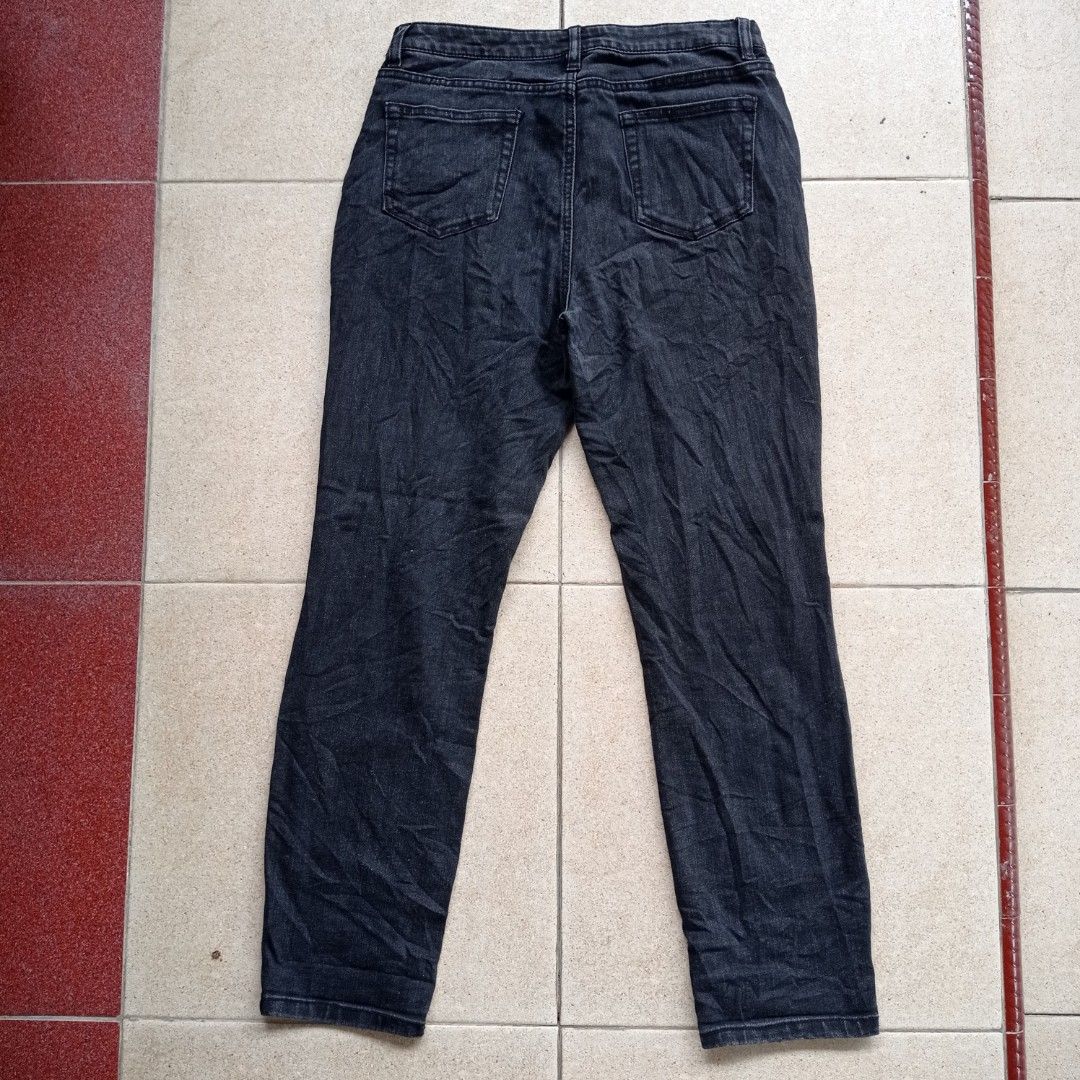 Celana jeans ripped jay jays slim boyfriend black wash Fesyen