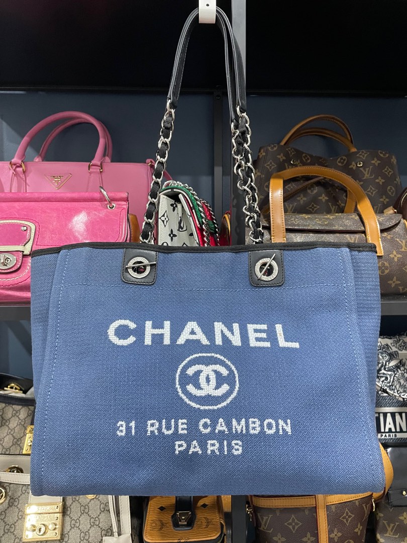 Chanel tote cheap bag blue