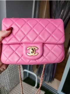 CHANEL Lambskin Quilted CC Pearl Crush Mini Flap Red 823399