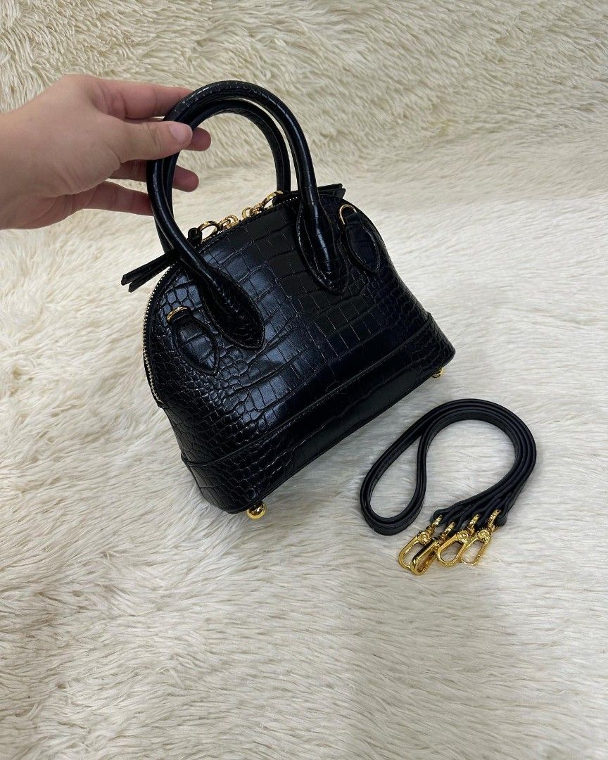 Charles & Keith Harmonee CrocEmbossed Bowling Bag, Women's Fashion