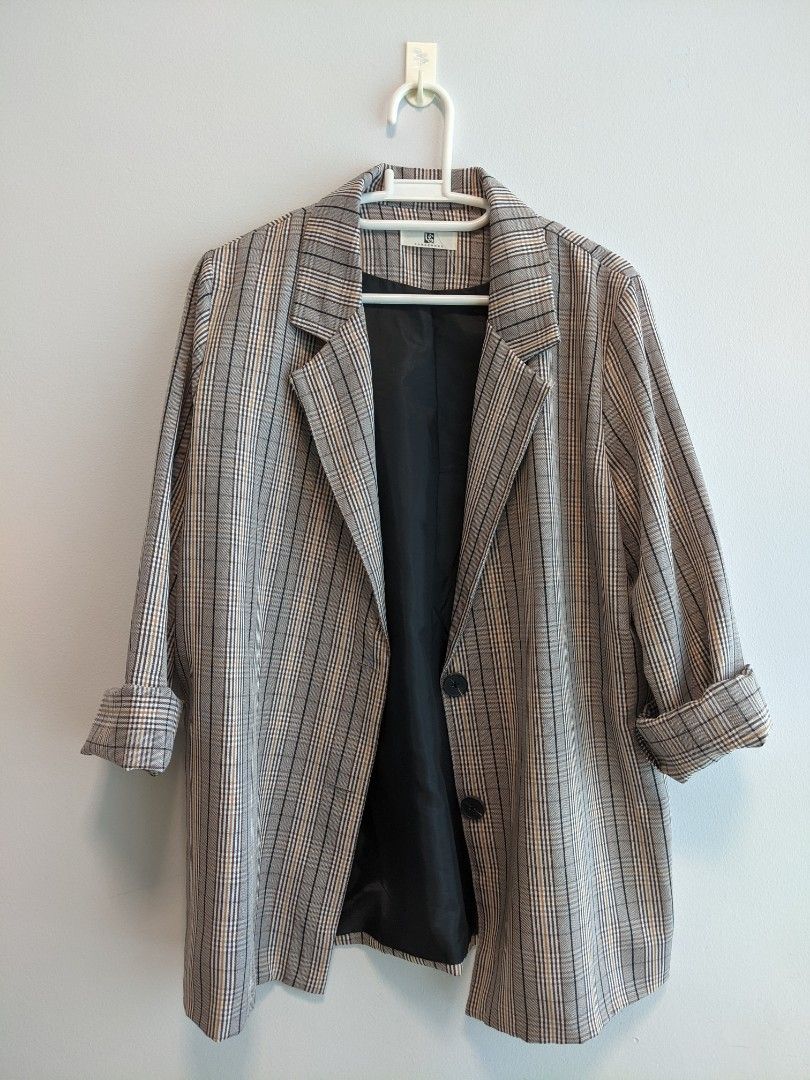 Checkered oversized sales blazer