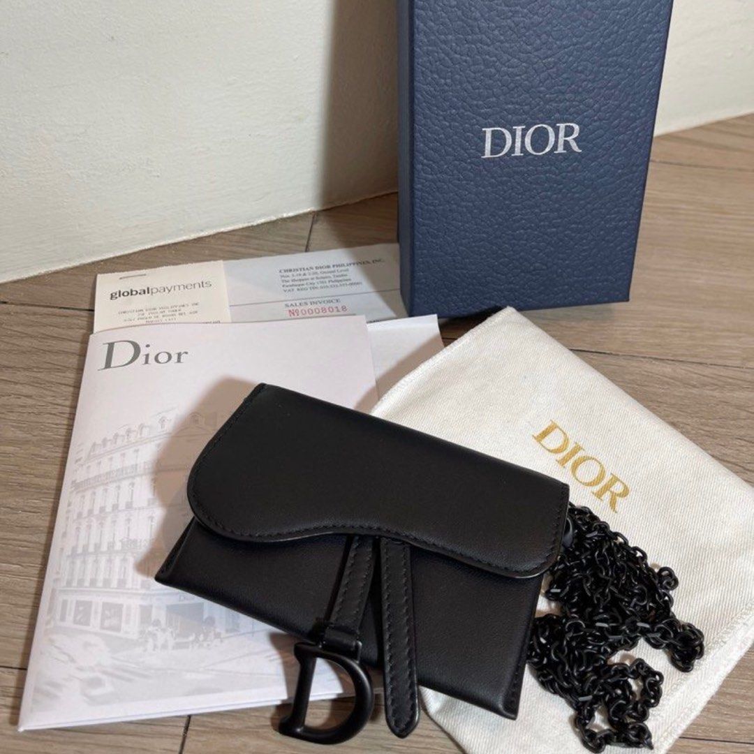 Christian Dior Ultra Matte Nano Saddle Chain Pouch - Black