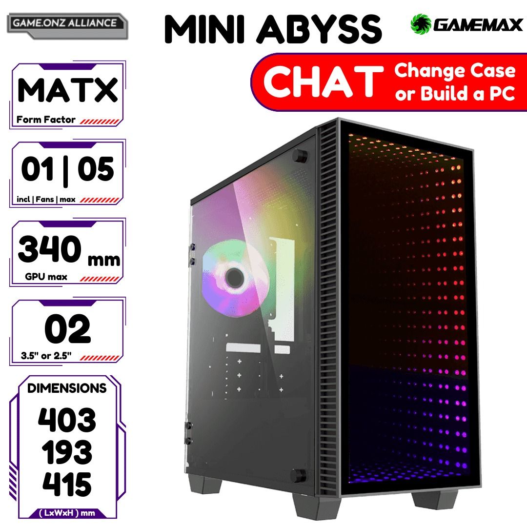 GameMax Abyss Mini Micro-ATX ARGB PC Case 