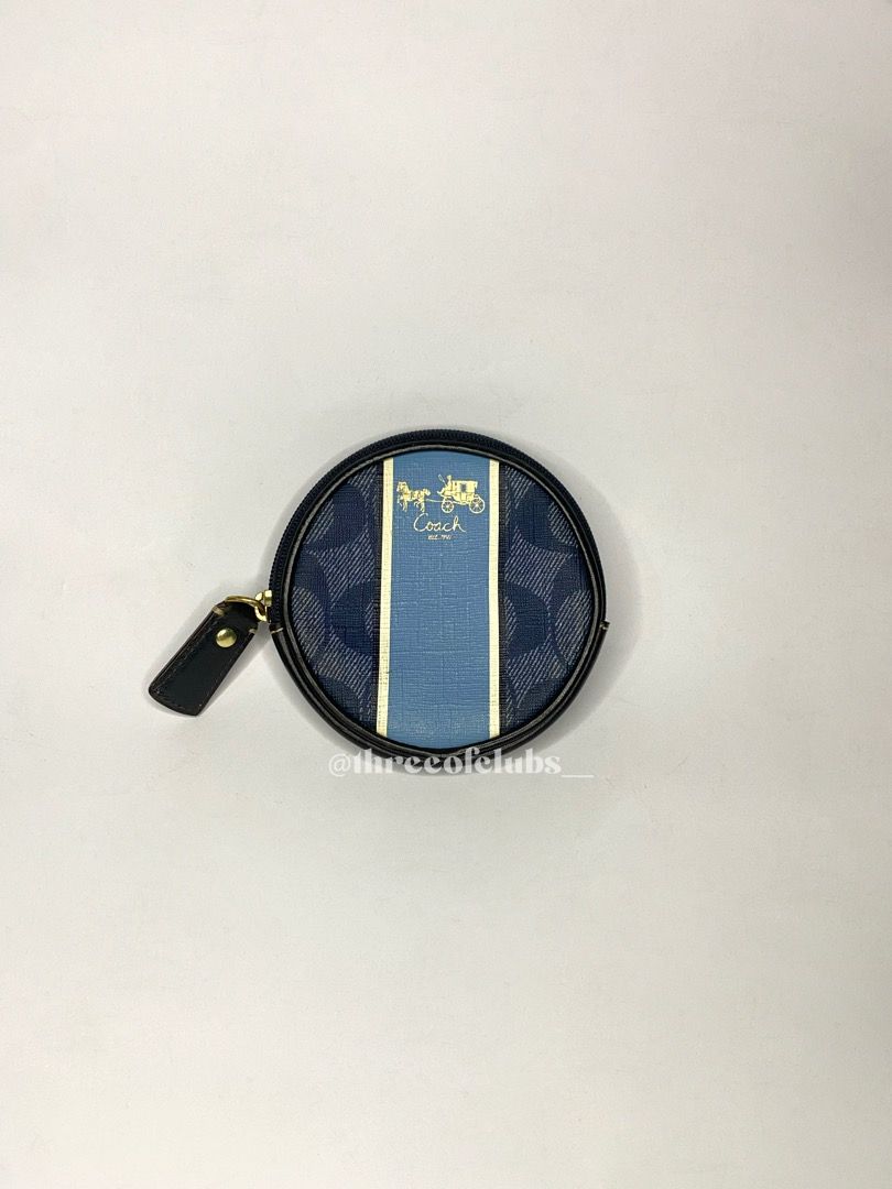 Coach Round Coin Purse in Signature Canvas, Luxury, Bags & Wallets on ...