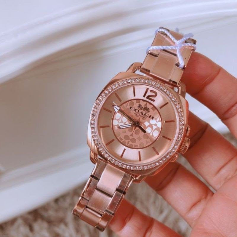 Coach Women Boyfriend Watch in Rose Gold Stainless Steel Women s Fashion Watches Accessories Watches on Carousell
