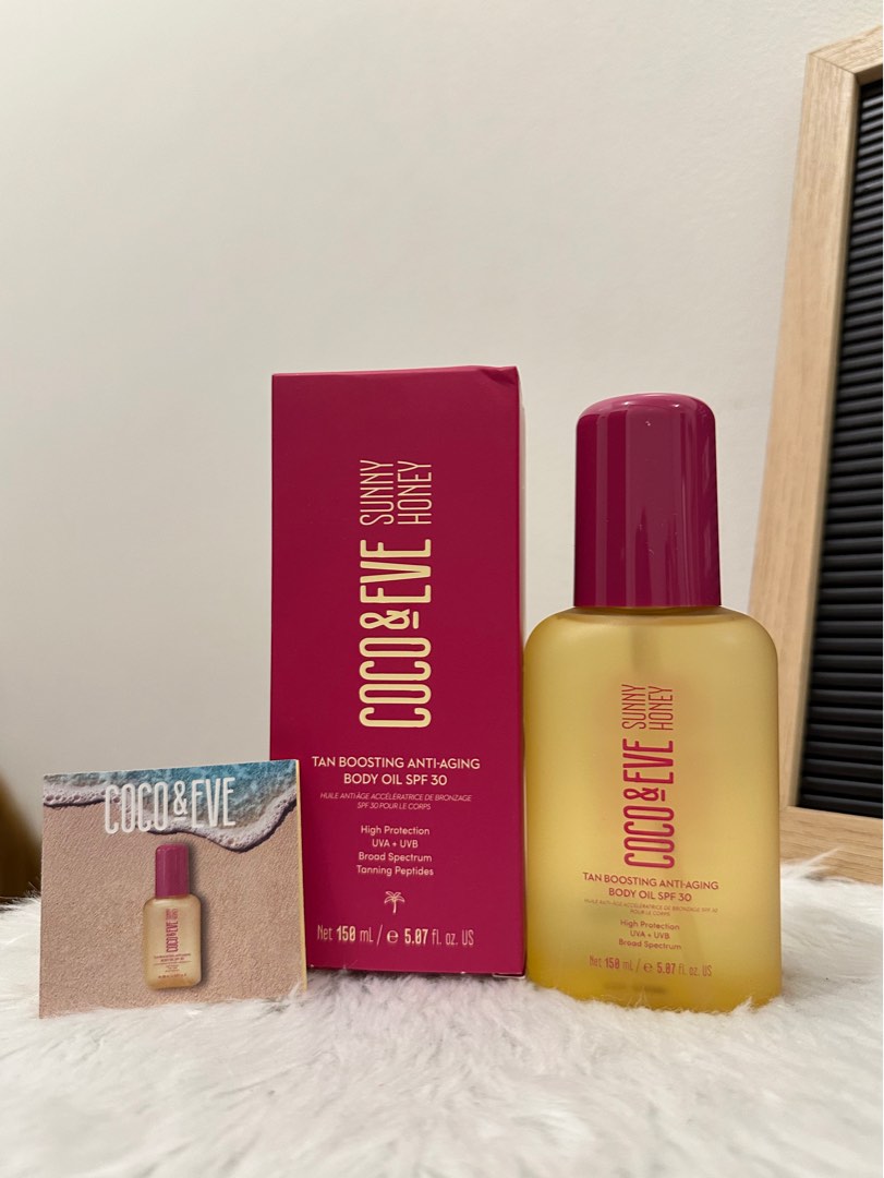 Coco & Eve Sunny Honey Tan boosting Antiaging Body Oil spf30, Beauty