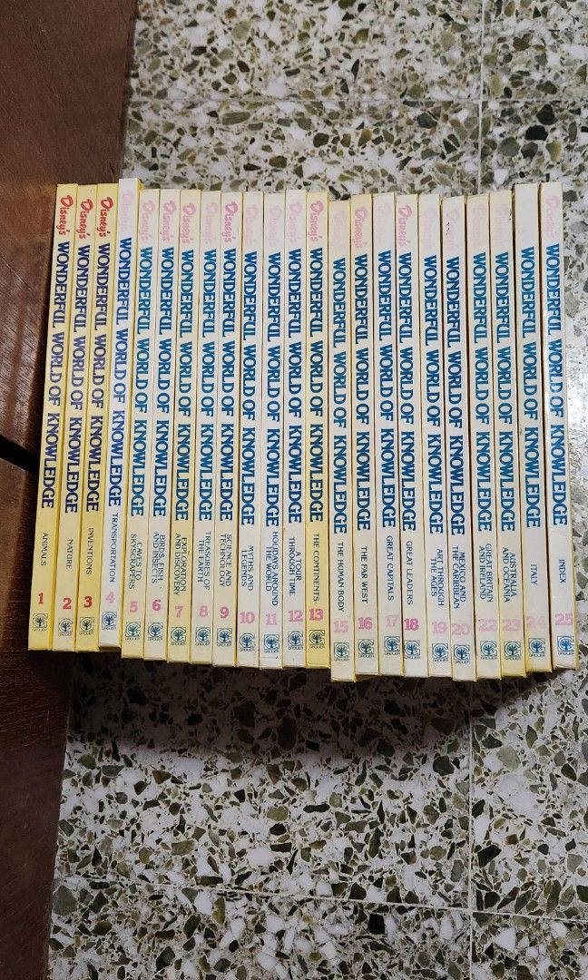 Encyclopedia (Category: Storybooks) located in Singapore. Submitted by reduced2clear (Listing ID 1256793713, Image 3). Description: Disney's Wonderful World of Knowledge encylcopedia set. #14, #21 missing ....otherwise still in good condition as u can see ... reduced to clear ... bought it for $1000+. Now, all of it for just $25 ... super good deal!.