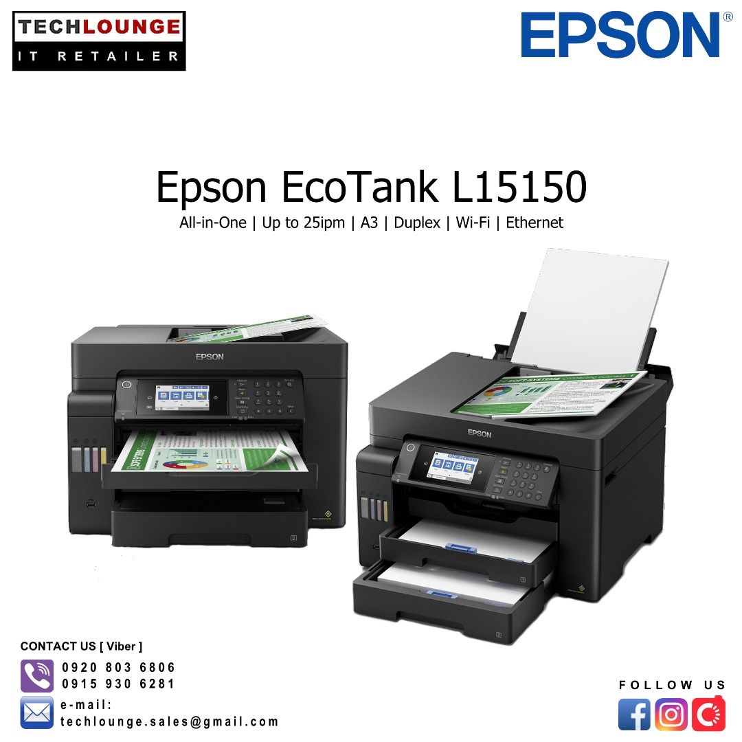 EPSON ECOTANK L15150 A3 WiFi Duplex AllinOne Ink Tank Printer