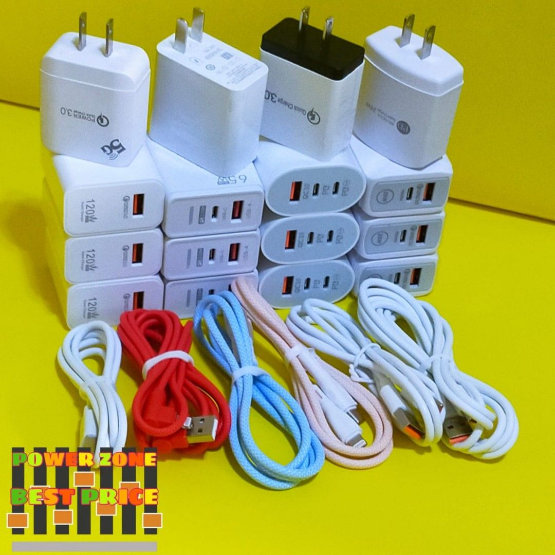 FAST CHARGERS & CORDS (Category: Chargers & Cables) located in Paranaque City. Submitted by audioaddict0517 (Listing ID 1256707823, Image 3). Description: NOTE - POST PRICE IS JUST A STARTING PRICE OF 1M MAGNETIC CORDS FOR DETAIL PRICE PM ADAPTOR 120W(GAN) USB ADAPTOR 66W USB ADAPTOR 2 USB SLOT ADAPTOR 4 USB SLOT ADAPTOR 20W TYPE CADAPTOR 25W PD ADAPTOR 40W 2X TYPE C DIGITAL DISPLAY 2 PORT CHARGING CABLES 90 DEGREE ELBOW TYPE CORDS 1M,2M,3M IPHON