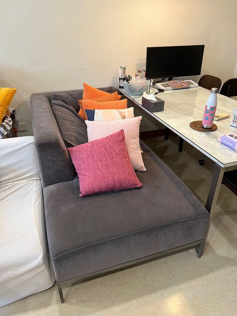 FREE Grey Suede Sofa, Furniture & Home Living, Furniture, Sofas on